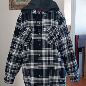 Eddie Bauer Flannel Hooded Plaid Jacket Sz L